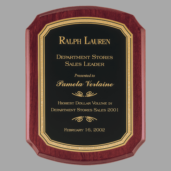 9" x 12" Rosewood Piano Plaque w/ Black/Gold Florentine – item P3831
