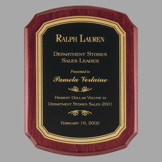 11" x 15" Rosewood Piano Plaque w/ Black/Gold Florentine – item P3833