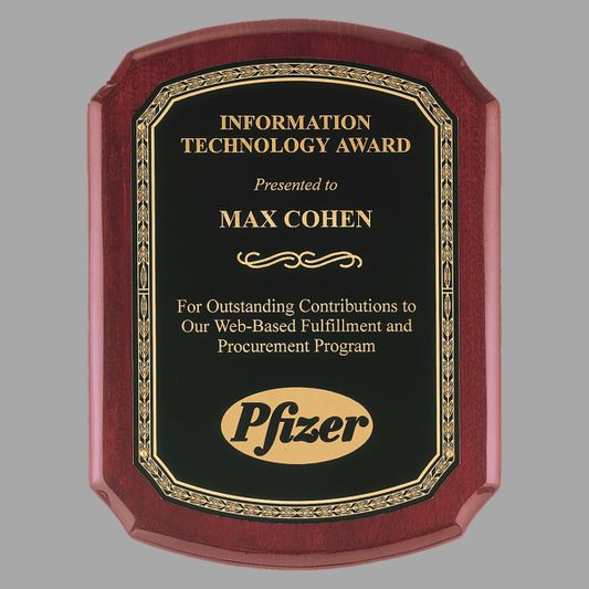 9" x 12" Rosewood Piano Plaque w/ Black Florentine Gold – item P3836