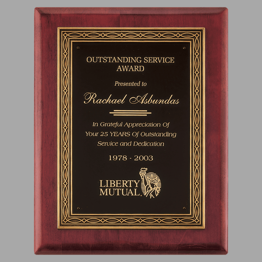 11" x 14" Rosewood Piano Plaque w/ Bronze Cast Frame – item P3936