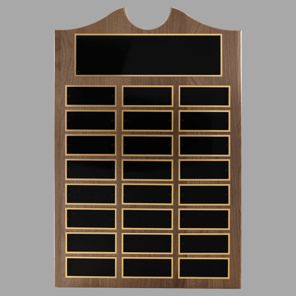 14" x 20"/Plates 1.5" x 3.75" Walnut 24 Plate Plaque – item P3946