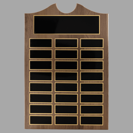 14" x 20"/Plates 1.5" x 3.75" Walnut 24 Plate Plaque – item P3946