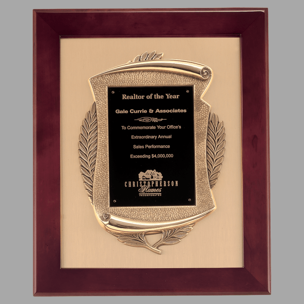 14" x 17" Rosewood Piano Bronze/Black Frame Plaque – item P3975