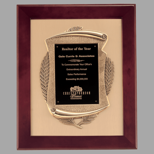 14" x 17" Rosewood Piano Bronze/Black Frame Plaque – item P3975