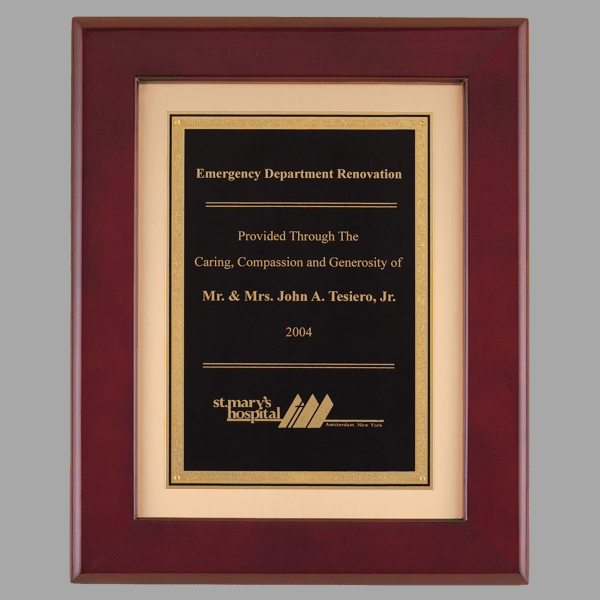 12" x 15" Rosewood Piano Frame w/ Black Plate on Plaque – item P3990