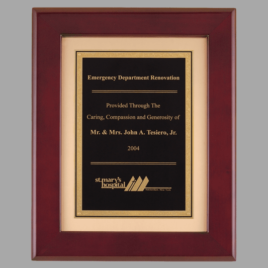 12" x 15" Rosewood Piano Frame w/ Black Plate on Plaque – item P3990