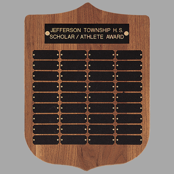 12" x 16"/Plates 0.875" x 2.5" Walnut 36 Plate Plaque – item P41