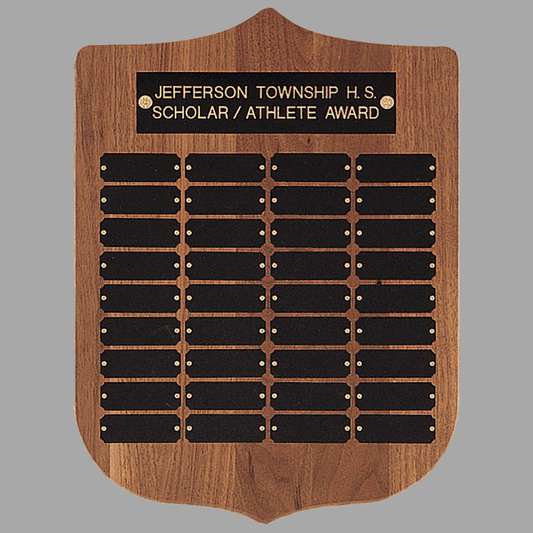 12" x 16"/Plates 0.875" x 2.5" Walnut 36 Plate Plaque – item P41