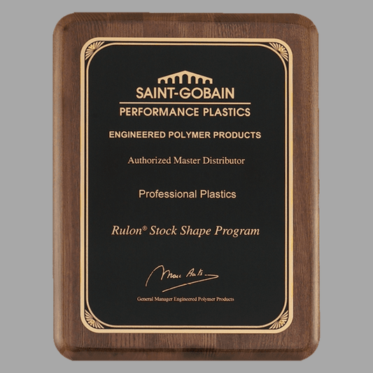 8" x 10.5" Walnut Piano Plaque w/ Gold Florentine Plate – item P4121