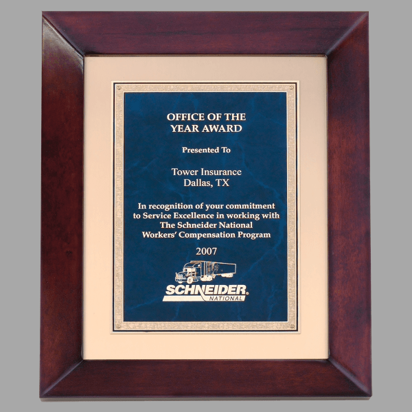12" x 15" Cherry w/ Gold Metal Background Plaque – item P4272