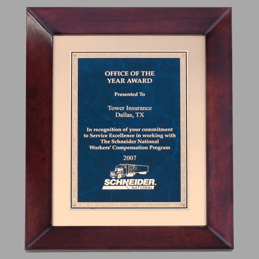 12" x 15" Cherry w/ Gold Metal Background Plaque – item P4272