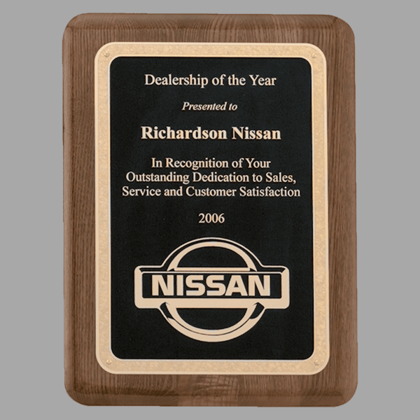 8" x 10.5" Walnut Piano Plaque w/ Textured Black/Gold – item P4306