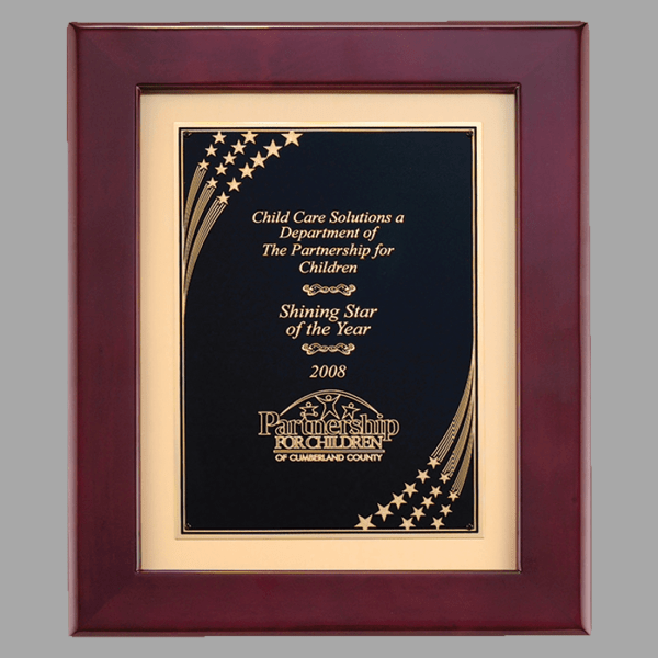 12" x 15" Rosewood Piano Frame w/ Gold Metal Plaque – item P4454