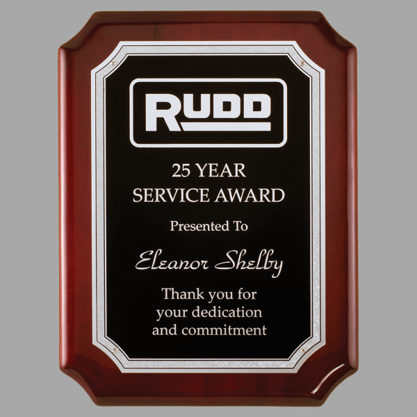 9" x 12" Rosewood Plaque w/ Silver Florentine Black – item P4563