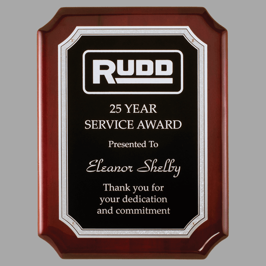 9" x 12" Rosewood Plaque w/ Silver Florentine Black – item P4563