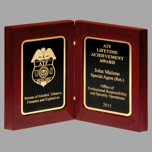 5.375" x 4.25" x 1.875" Rosewood Book Award Plaque – item P4834