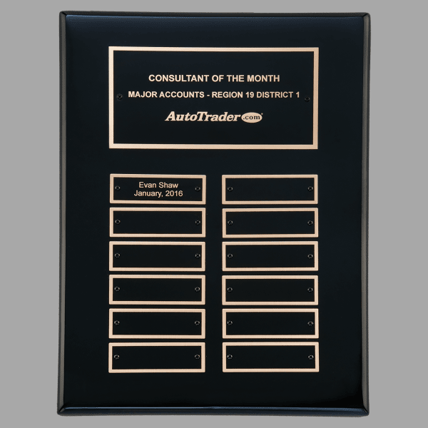 9" x 12" 12 Black Piano Plate Perpetual Plaque – item P5062
