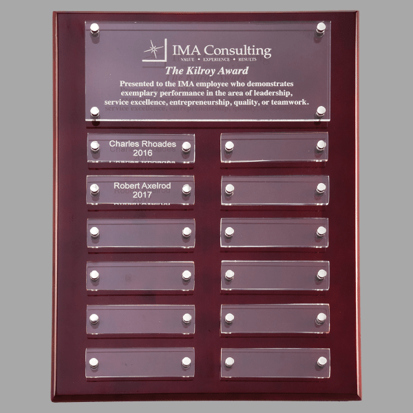 9" x 12" 9x12 Rosewood Plaque w/ Acrylic Engraving Plates – item P5340