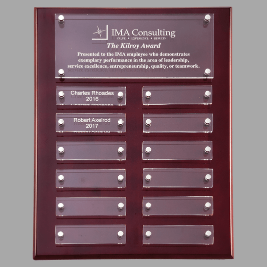 9" x 12" 9x12 Rosewood Plaque w/ Acrylic Engraving Plates – item P5340