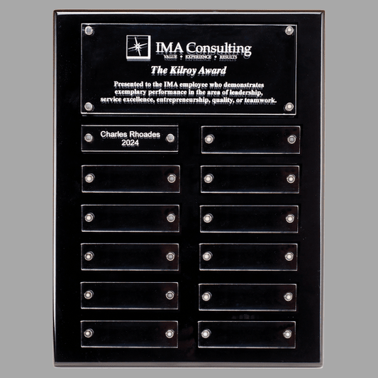 9" x 12" Black Plaque w/ 12 Acrylic Engraving Plates – item P5364