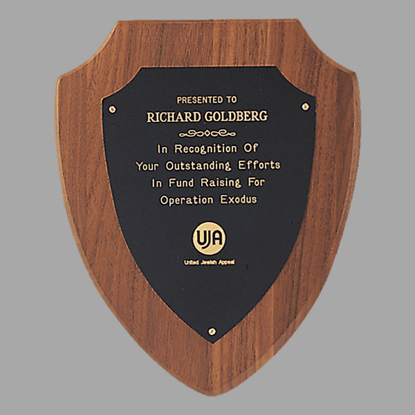 7.25" x 9" Walnut Plain Shield Plaque – item P811