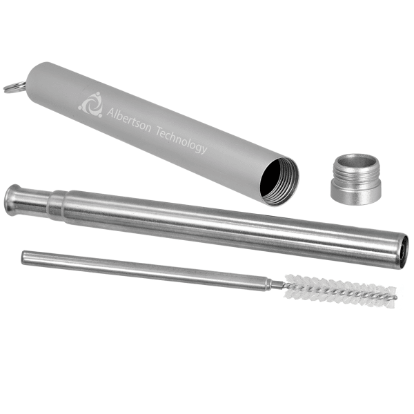 9.25" Collapsible Metal Straw with Case and Cleaning Brush – item PCSTRAW2