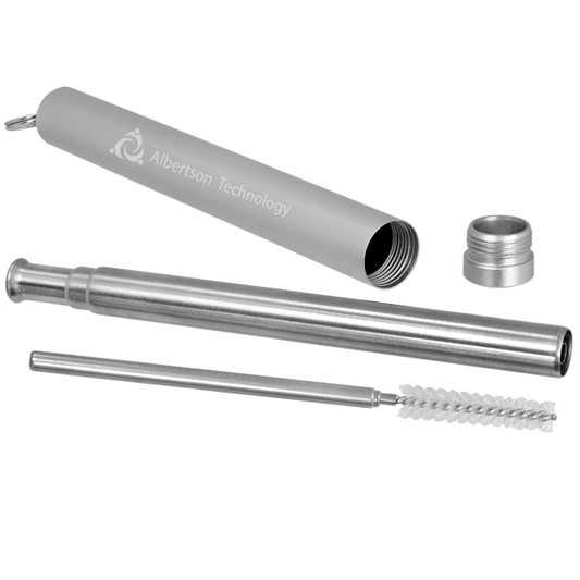 9.25" Collapsible Metal Straw with Case and Cleaning Brush – item PCSTRAW2