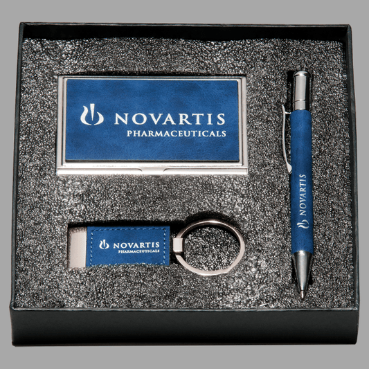 Blue Marbleized Leather Gift Set – item PKC6392