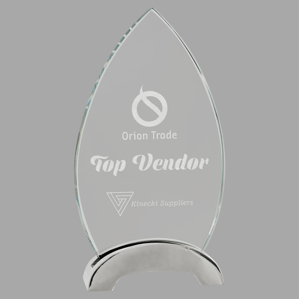 7.5" Oval Platinum Glass Award – item PLG06