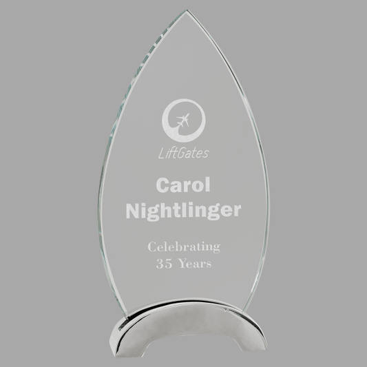 8.5" Oval Platinum Glass Award – item PLG07