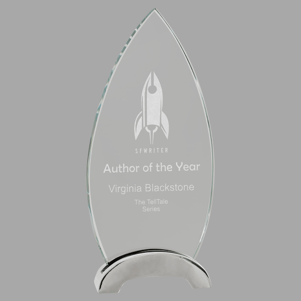 9.25" Oval Platinum Glass Award – item PLG08