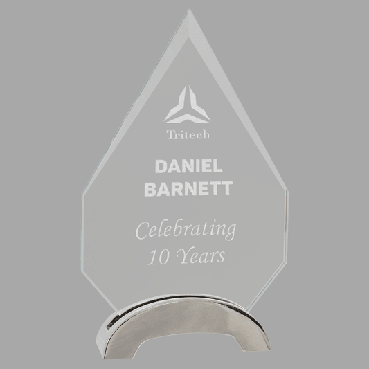 7.5" Diamond Platinum Glass Award – item PLG11