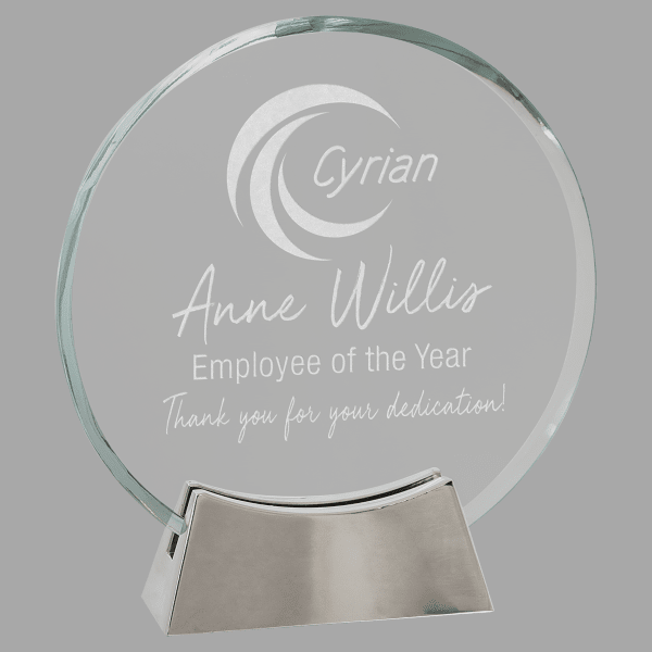 6.25" Round Platinum Glass Award – item PLG26