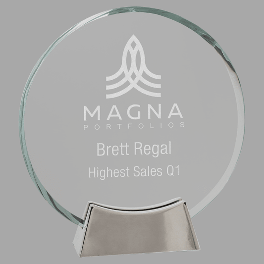 7.25" Round Platinum Glass Award – item PLG27