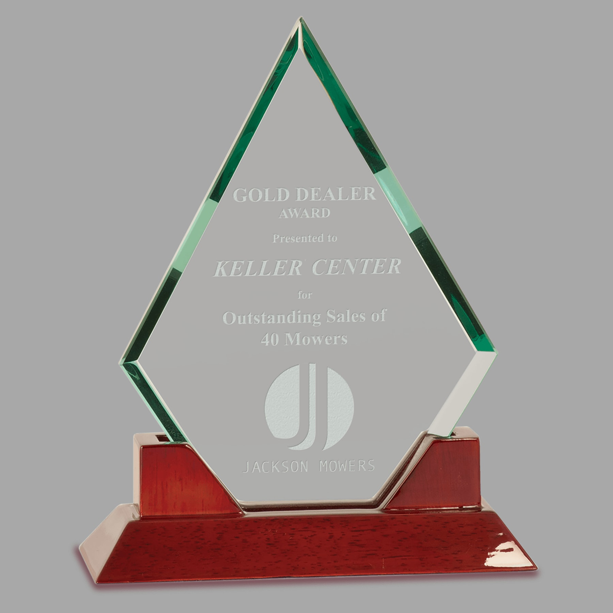 8 1/2" Jade Diamond Prestige Glass with Rosewood Piano Finish Base — PTG71