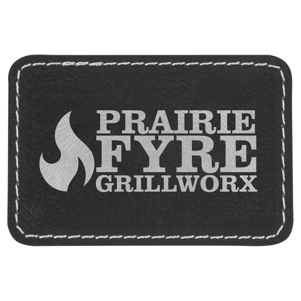 3" x 2" Black/Silver Rectangle Patch with Adhesive – item PTH103 image 4