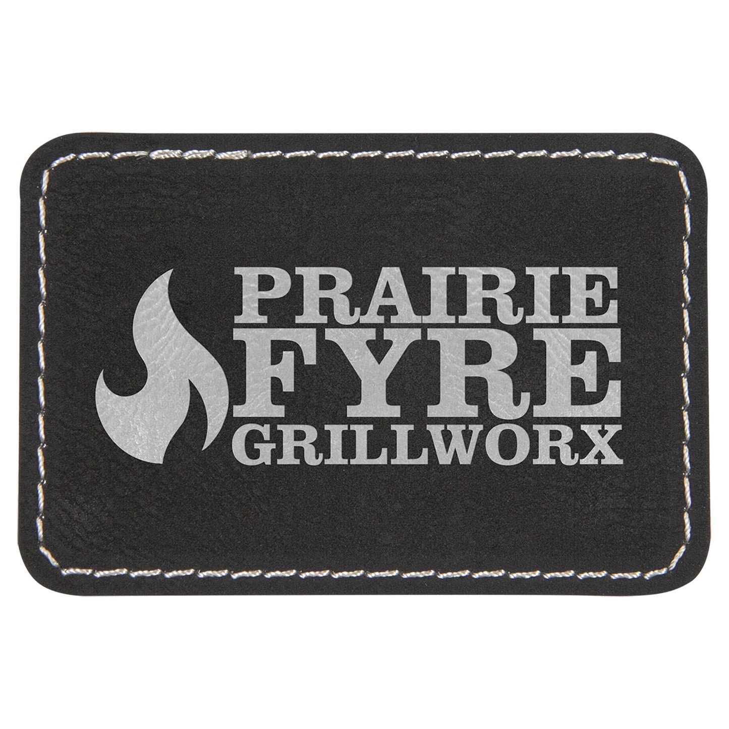3" x 2" Black/Silver Rectangle Patch with Adhesive – item PTH103 image 2