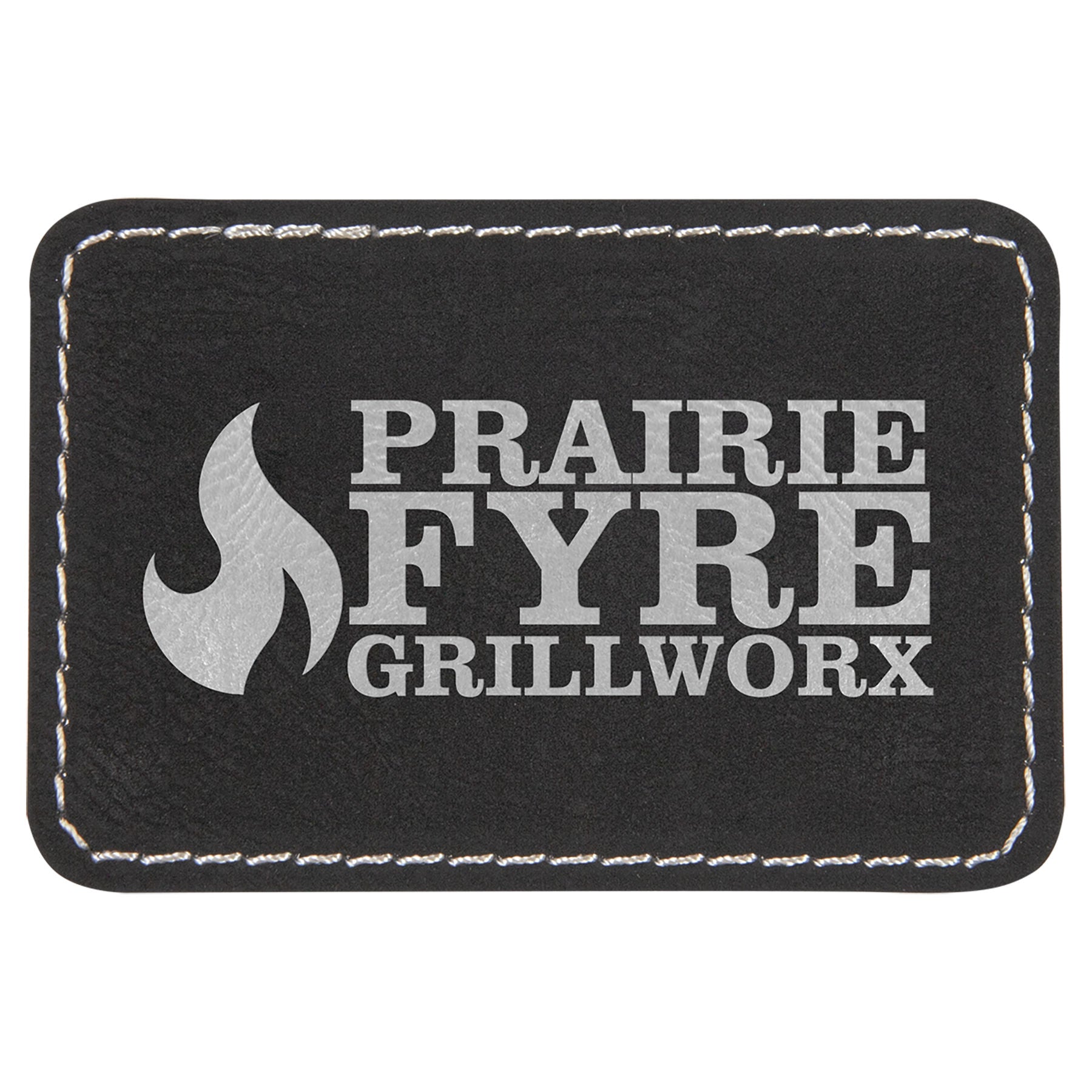 3" x 2" Black/Silver Rectangle Patch with Adhesive – item PTH103 image 2