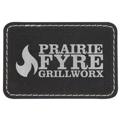 3" x 2" Black/Silver Rectangle Patch with Adhesive – item PTH103 image 2