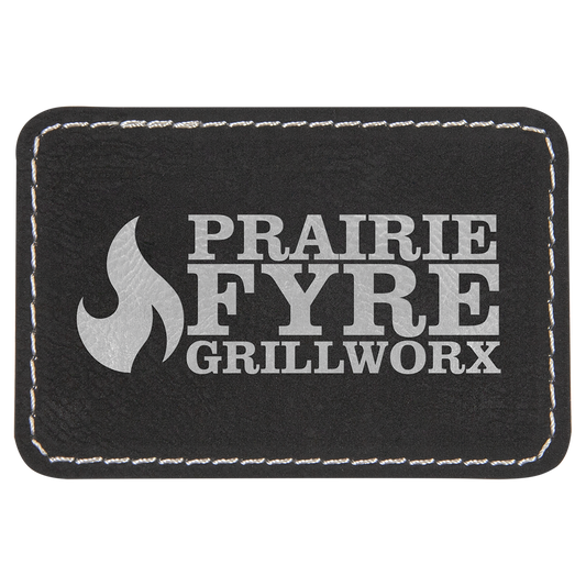 3" x 2" Black/Silver Rectangle Patch with Adhesive – item PTH103