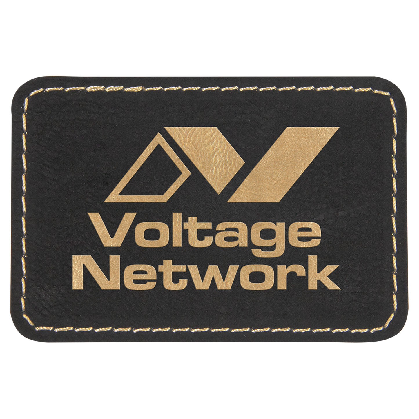 3" x 2" Black/Gold Rectangle Leatherette Patch with Adhesive – item PTH106