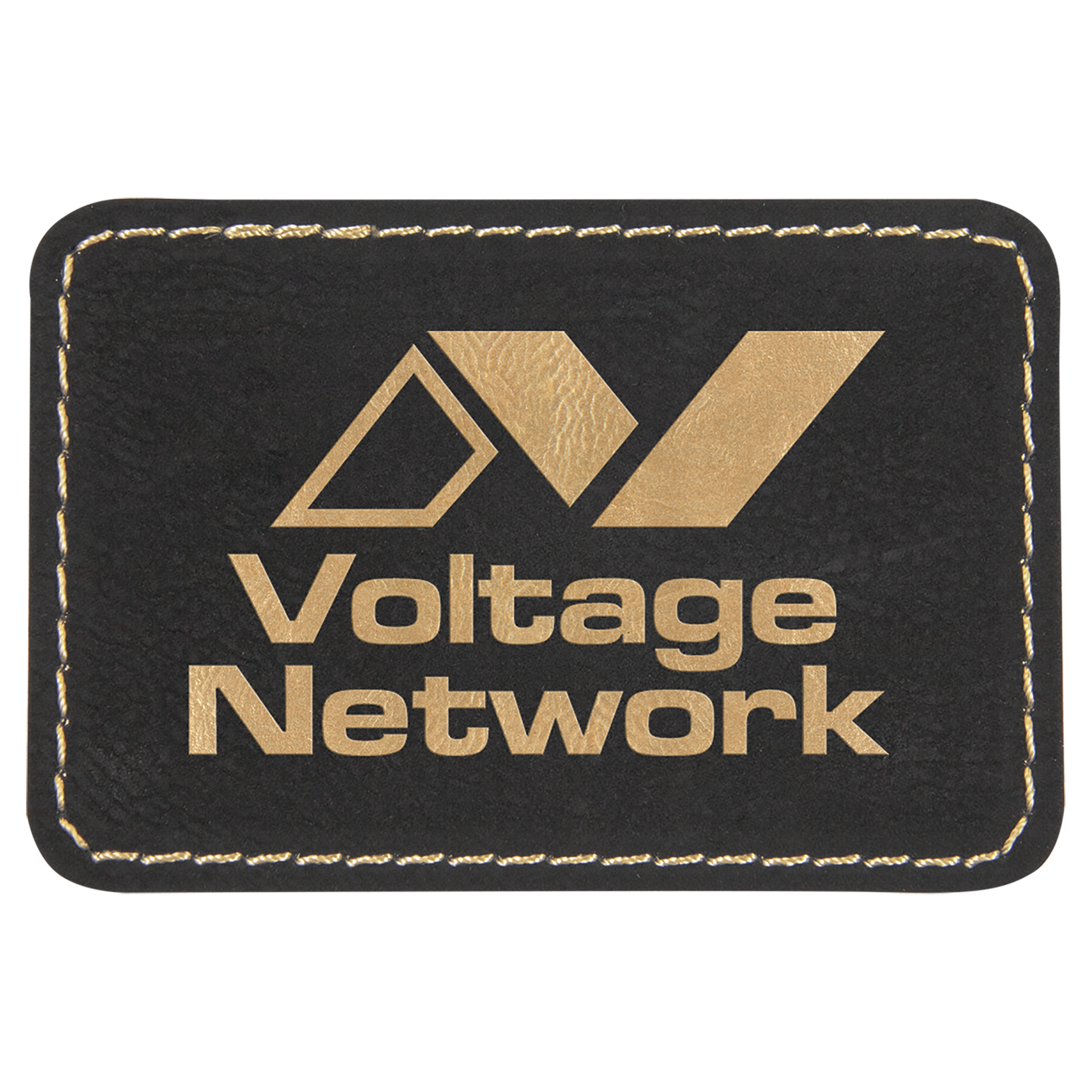 3" x 2" Black/Gold Rectangle Leatherette Patch with Adhesive – item PTH106
