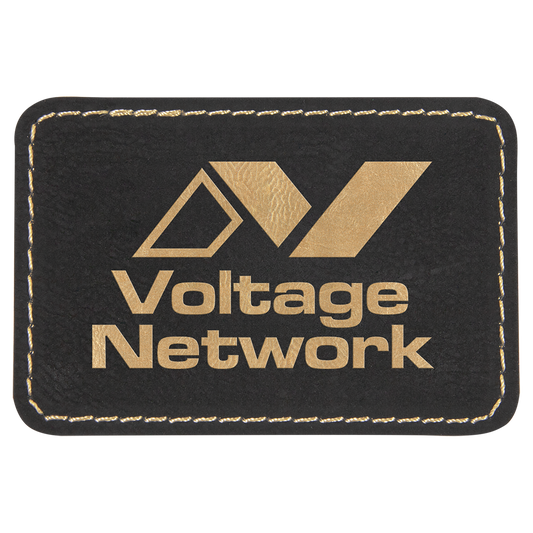 3" x 2" Black/Gold Rectangle Leatherette Patch with Adhesive – item PTH106
