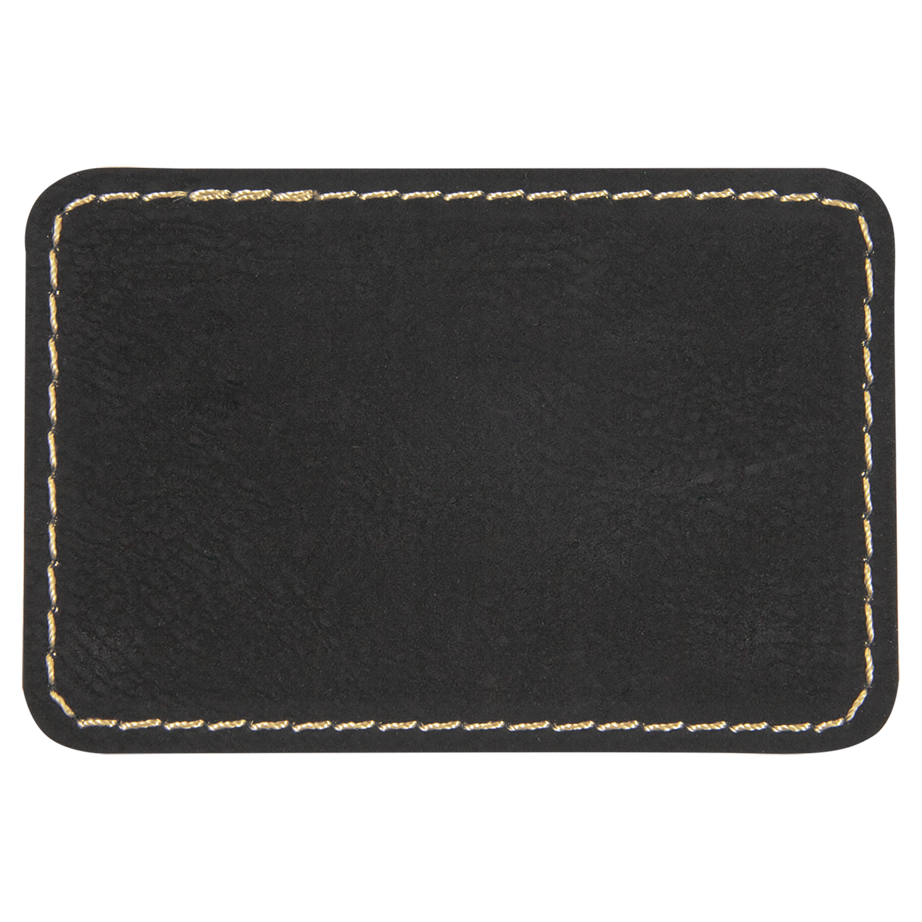 3" x 2" Black/Gold Rectangle Leatherette Patch with Adhesive – item PTH106 image 2