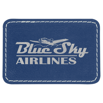 3" x 2" Blue/Silver Rectangle Patch with Adhesive – item PTH109 image 3