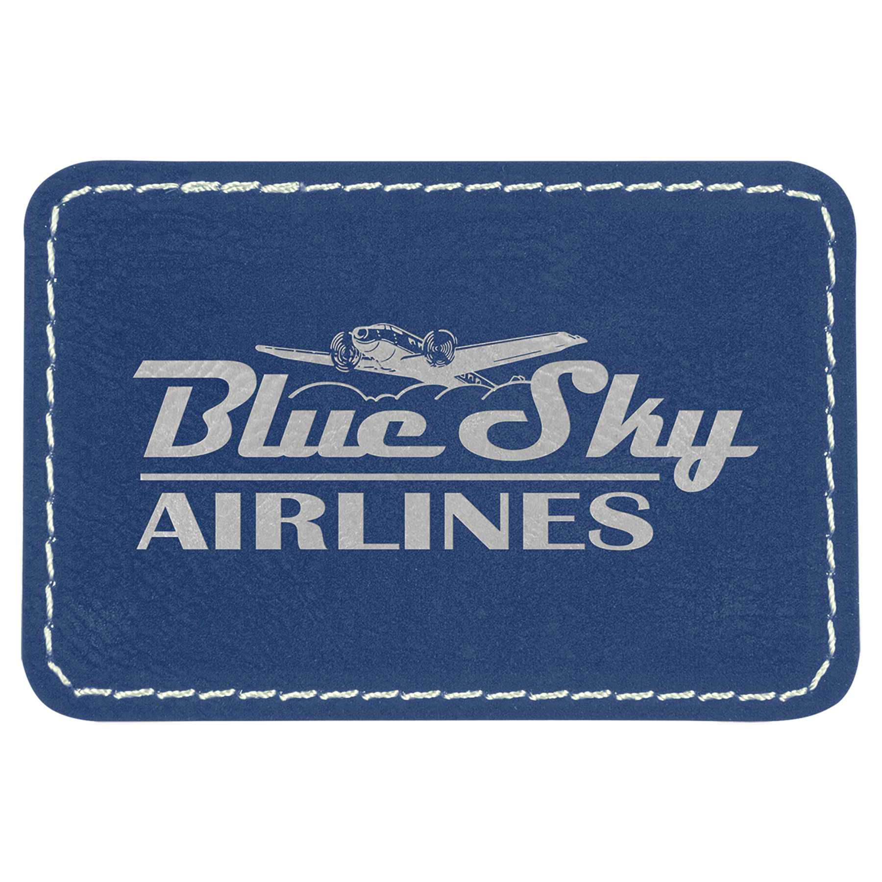3" x 2" Blue/Silver Rectangle Patch with Adhesive – item PTH109