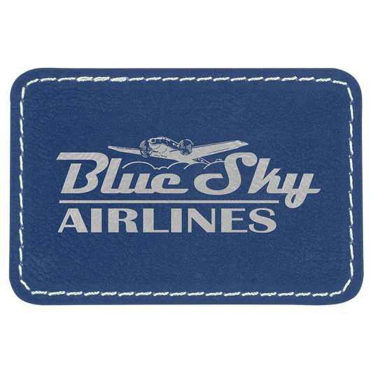 3" x 2" Blue/Silver Rectangle Patch with Adhesive – item PTH109