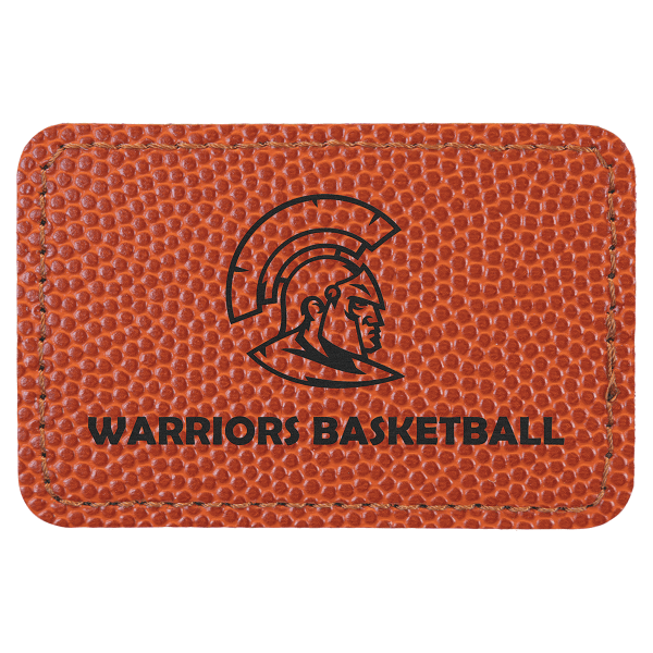 3" x 2" Basketball Rectangle Leatherette Patch with Adhesive – item PTH116 image 3