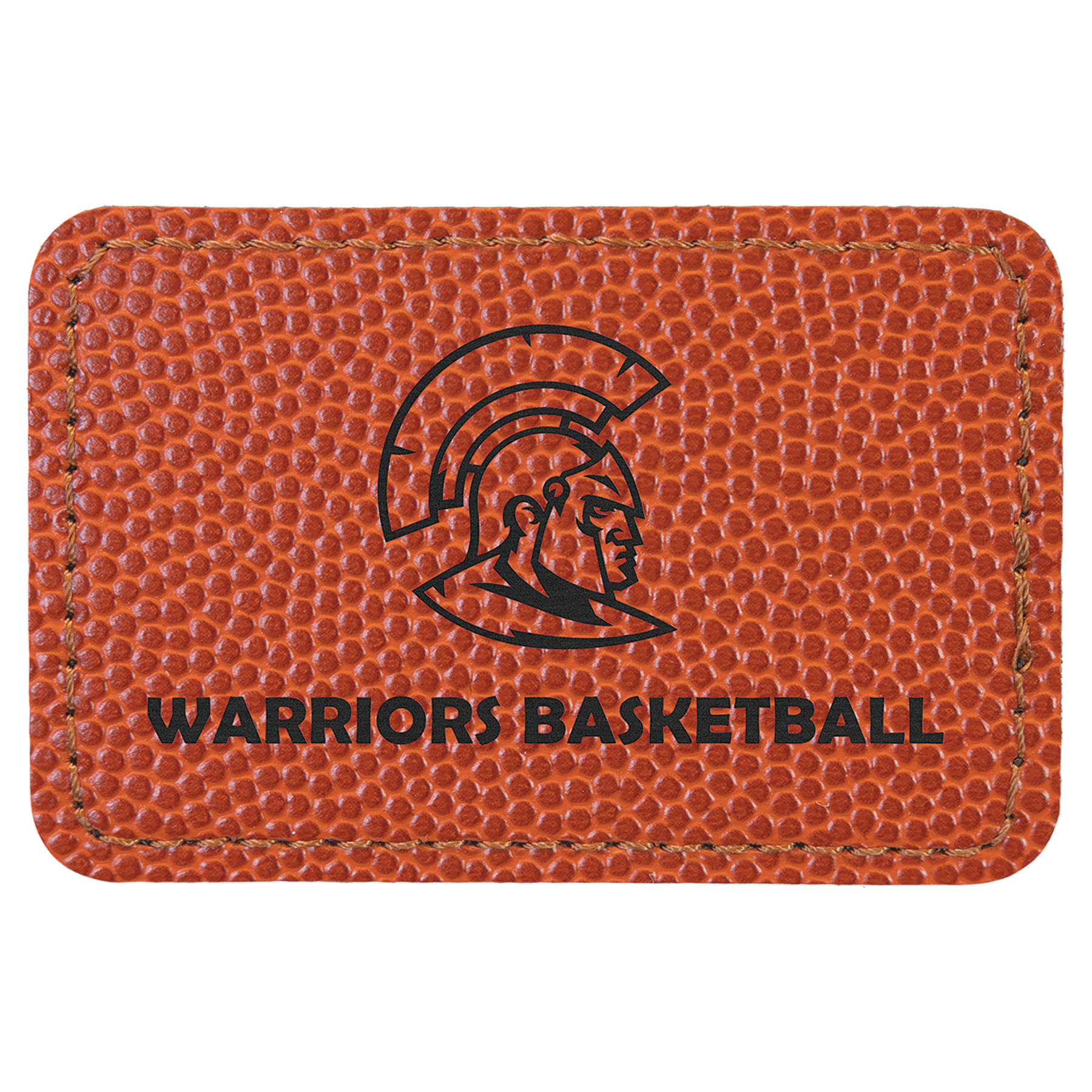 3" x 2" Basketball Rectangle Leatherette Patch with Adhesive – item PTH116