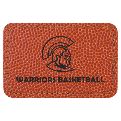 3" x 2" Basketball Rectangle Leatherette Patch with Adhesive – item PTH116